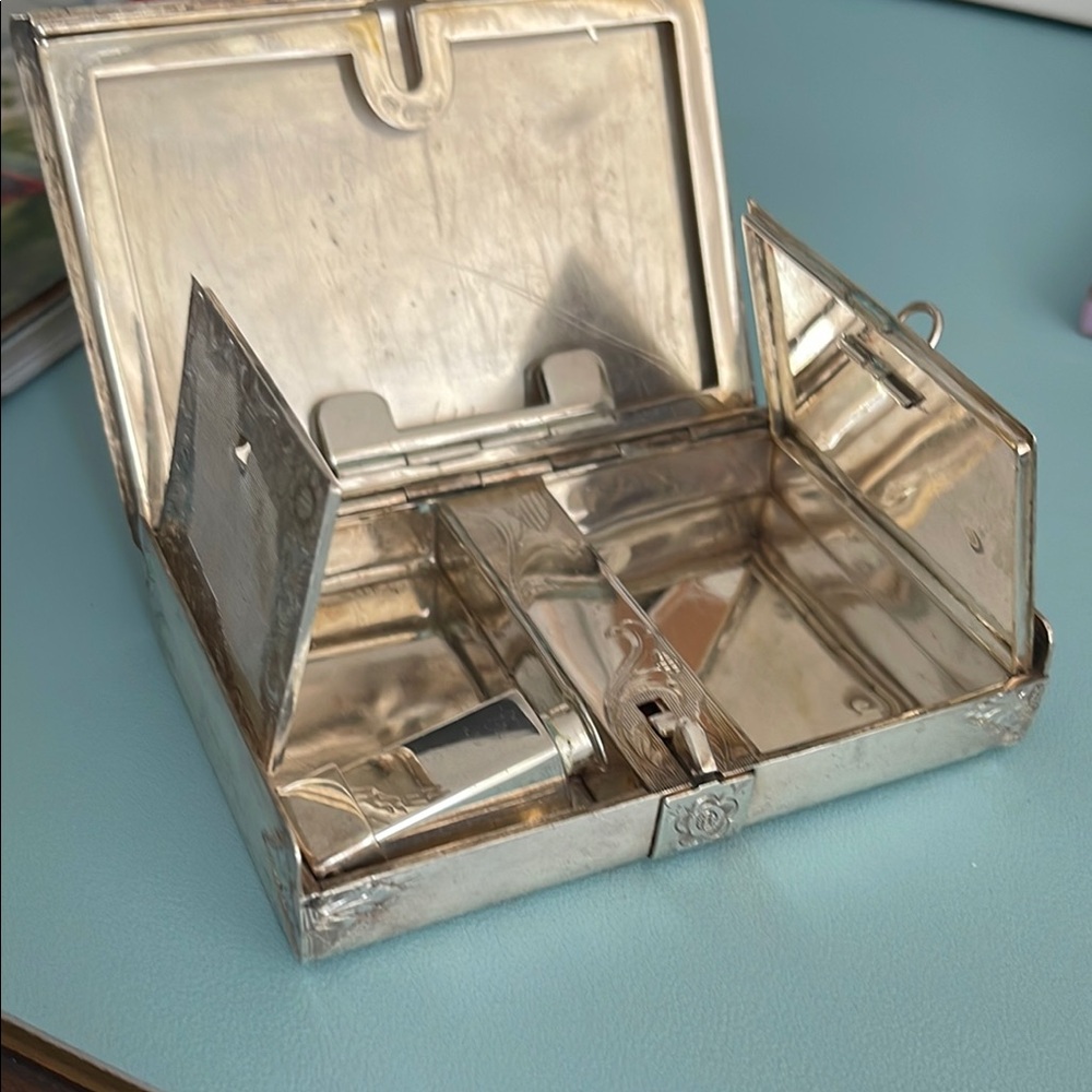 Roma Solid Sterling Silver Compact Case With Orna… - image 5